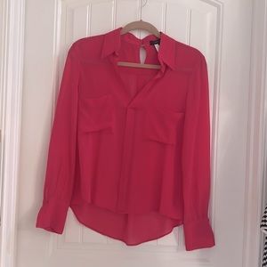 BCBG fuchsia collard blouse